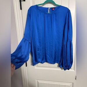 Vince Camuto Blue Liquid Satin Women's Top XXL